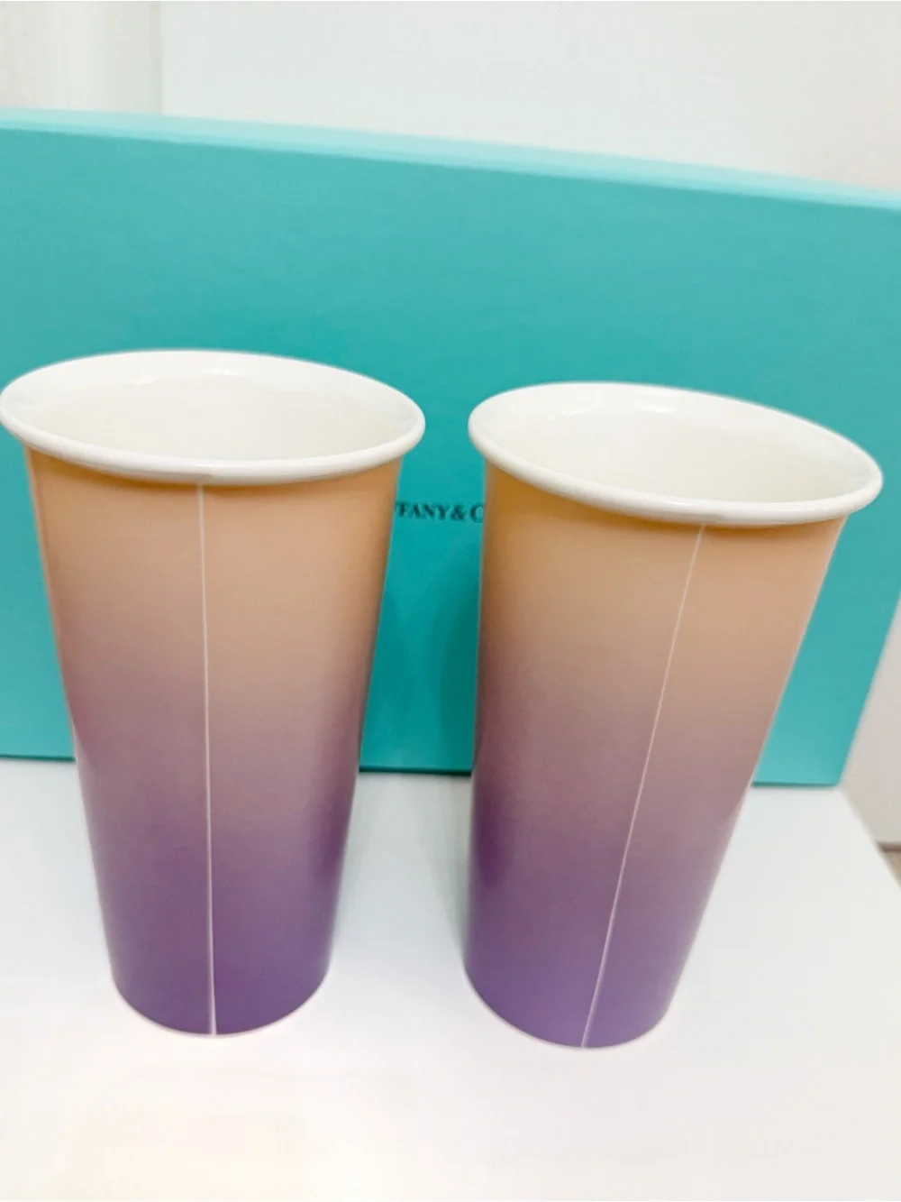 Tiffany & Co. Large Coffee Cups in Infinity Morganite Bone China